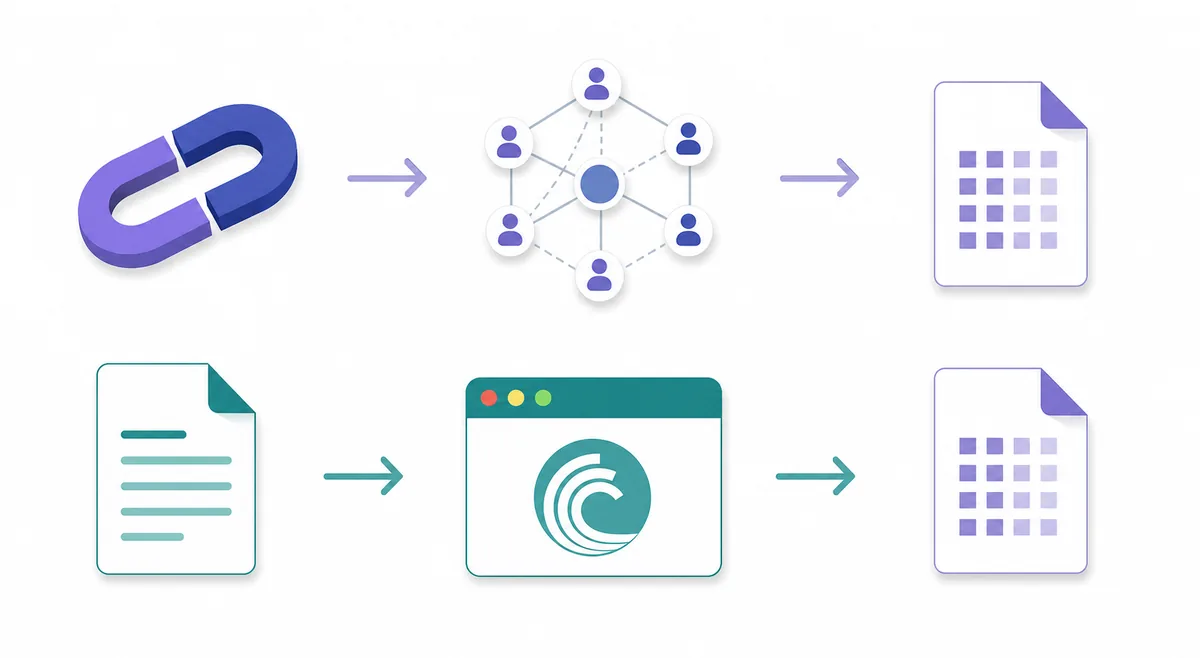 Conceptual comparison of a magnet link path and a torrent file path reaching the same metadata list